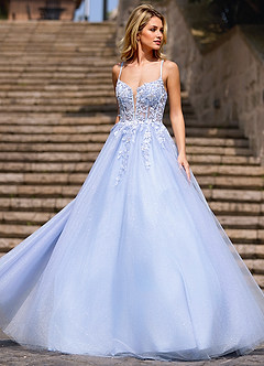 Beadwork Bleu Robe de bal princesse en tulle image4