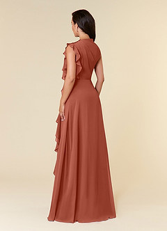 Azazie Narine Vestidos para mãe da noiva Vestido Argila de Chiffon de Linha A com Plissado image4