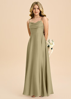 Azazie Bear Junior Moss Green A-Line Sweetheart Neckline Stretch Satin Dress image6