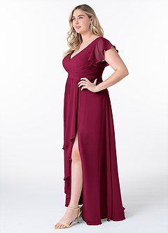 Azazie Omari Bridesmaid Dresses Burgundy A-Line Chiffon Dress image9