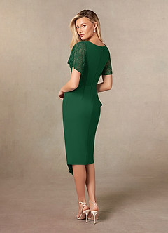 Azazie Eloise vestidos de madre de la novia Vestido de Verde Oscuro de Crepé elástico de Recto con Plisado image6