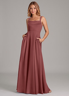 Azazie Shaude Brautjungfernkleider A-Linie Plissee Chiffon Kleid Amethyst image1