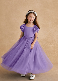 Azazie Suzy Flower Girl Klänningar Klänning A-Line i Tyll med ärmar image4