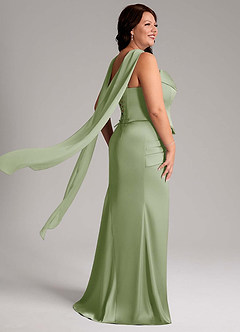 Azazie Sorrel Vestidos de damas de honor Vestido de Salvia Polvorienta de Satén Elástico de Corte Sirena Convertible con Sin tirantes image2