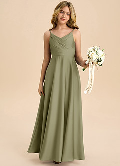 Azazie Bug Junior Pistachio A-Line Pleated Stretch Satin Dress image6