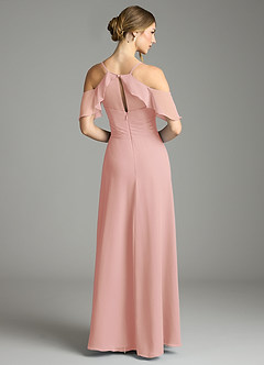 Azazie Dakota Bridesmaid Dresses Rosette A-Line V-Neck Pleated Chiffon Dress image2