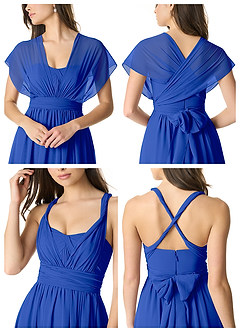 Azazie Olani Abiti da Damigella Abito Convertibile A-Line in Chiffon a Spalla Scoperta Blu Reale image6