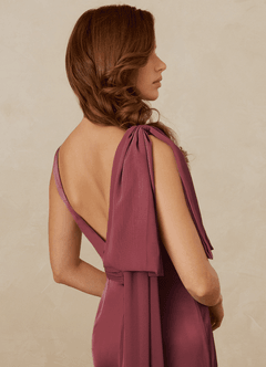 Christian Siriano Bridal for Azazie 1011 Bridesmaid Dresses Merlot Mermaid Bow Stretch Satin Dress image10