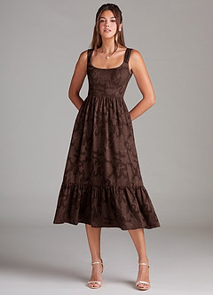 Azazie Alissa Bridesmaid Dresses Ganache A-Line with Pockets Floral Burnout Dress image3