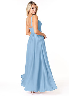Azazie Chanel Kleider zum Anprobieren zu Hause Eine Linie Plissee Chiffon Kleid Schwarz image5