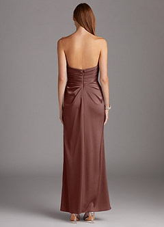 Azazie Lexie Robes de demoiselle d'honneur Robe Fourreau Convertible en Satin extensible Sans bretelle Expresso image3