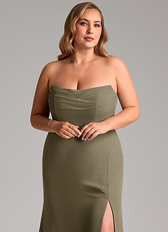 Azazie Saige Brautjungfernkleider Wandelbar A-Linie Schulterfrei Chiffon Kleid Weidengrün image11