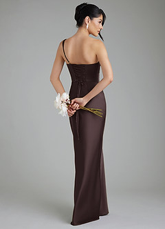 Azazie Sabrina Bridesmaid Dresses Chocolate Plum Mermaid Corset Stretch Satin Dress image2