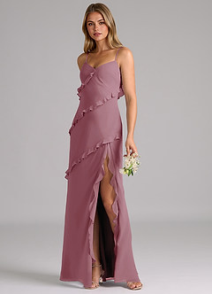 Azazie Nancie Bridesmaid Dresses Vintage Mauve Mermaid Ruched Chiffon Dress image3
