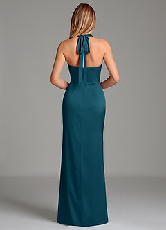 Azazie Serenity Bridesmaid Dresses Ink Blue Mermaid Sweetheart Neckline Stretch Satin Dress image6