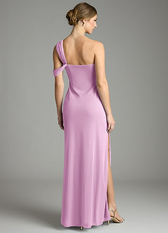 Azazie Tati Final Sale Candy Pink Sheath Off the Shoulder Mesh Dress image5