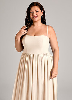 Azazie Calianna Brautjungfernkleider Wandelbar A-Linie Schulterfrei Chiffon Kleid Alabaster Weiß image2