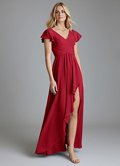 Azazie Omari Bridesmaid Dresses Scarlet A-Line Chiffon Dress image1