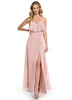 Azazie Jean Bridesmaid Dresses Powder Pink A-Line Chiffon Convertible Dress image1