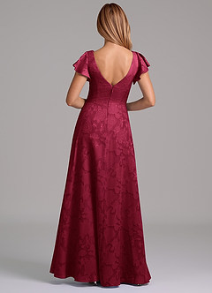 Azazie Omari 신부 들러리 드레스 A라인 주름진 플로럴 번아웃 바닥 길이 드레스 image7