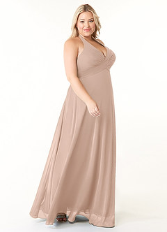 Azazie Tessie Brautjungfernkleider A-Linie V-Hals Gefaltet Chiffon Kleid Englisches Rosa image8