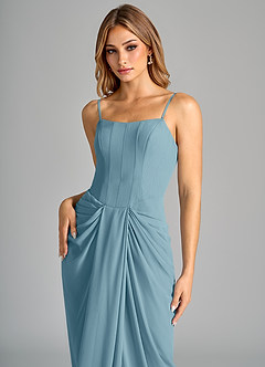 Azazie Anaïs Brautjungfernkleider Etui Schulterfrei Chiffon Kleid Stimmungsvolles Blau image7