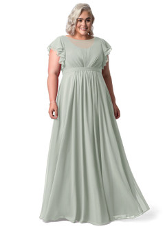 Azazie Daphne Modest Bridesmaid Dresses A-Line Ruffled Chiffon Floor-Length Dress image44