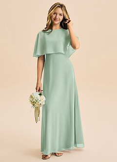 Azazie Maris Junior Abito A-Line in Chiffon Agave image1
