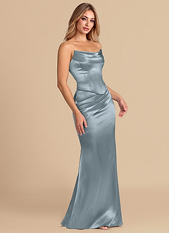 Azazie Sorrel Brautjungfernkleider Wandelbar Meerjungfrau-Linie Korsett Metallischer Satin Kleid Staubblau image5