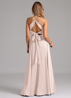 Azazie Evalleen Bridesmaid Dresses Blushing Pink A-Line Pleated Stretch Satin Dress image6
