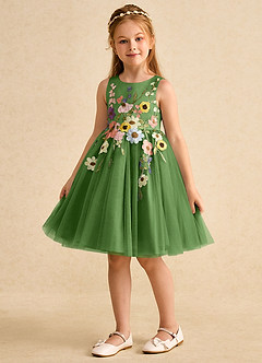 Azazie Prima Flower Girl Dresses Basil A-Line Bow Tulle Dress image5