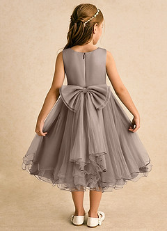 Azazie Lass vestidos de niña de las flores Vestido de Gris Pardo de Tul de Corte En A con Lazo image1