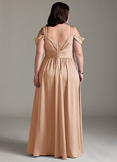 Azazie Lianne Bridesmaid Dresses English Rose A-Line Off the Shoulder Stretch Satin Dress image10