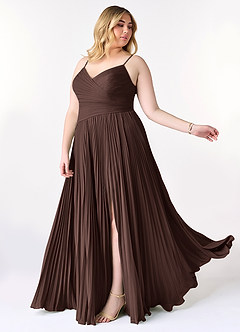 Azazie Vini Abiti Prova a Casa Abito A-Line in Chiffon con Scollo a V a Pieghe Matcha image10