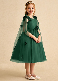 Azazie Staria vestidos de niña de las flores Vestido de Verde Oscuro de Tul de Princesa con Volante image8