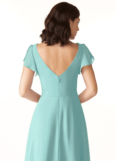 Azazie Omari Jurken voor bruidsmeisjes Jurk van Chiffon met A-Lijn Aqua image6