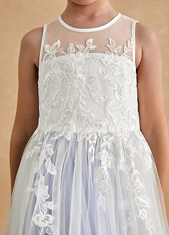 Azazie Bitsy Flower Girl Dresses Ivory Ice A-Line Lace Tulle Dress image6