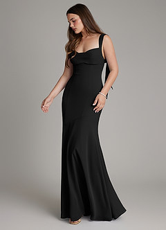 Azazie Carlotta Bridesmaid Dresses Black Mermaid Sweetheart Neckline Chiffon Dress image6