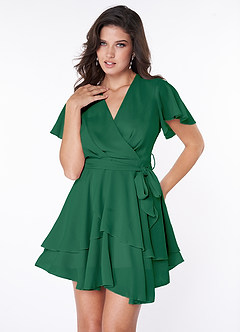 Downright Darling Dark Emerald Ruffled Short Sleeve Mini Dress image3