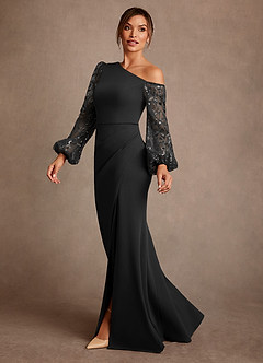 Azazie Cathleen Mother of the Bride Dresses Black Sheath Lace Dress image2