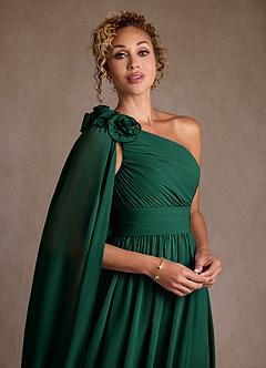 Azazie Lancaster Mother of the Bride Dresses Emerald A-Line One Shoulder Chiffon Dress image4