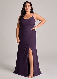 Azazie Deandra Bridesmaid Dresses Plum Mermaid Pleated Chiffon Dress image9