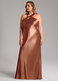 Azazie Doretta Bridesmaid Dresses Bronzer Mermaid Bow Metallic Satin Dress image12