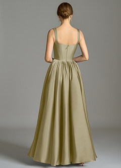 Azazie Verina Bridesmaid Dresses Moss Green A-Line Pleated Stretch Satin Dress image6