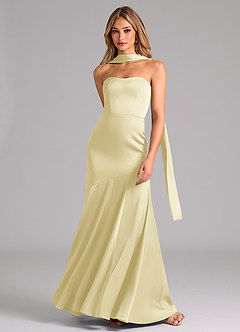 Azazie Shiloh Bridesmaid Dresses Lemon Sorbet Mermaid Strapless Stretch Satin Convertible Dress image4