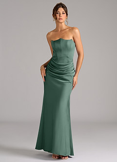 Azazie Debby Bridesmaid Dresses Eucalyptus Mermaid Strapless Stretch Satin Convertible Dress image1