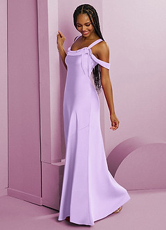 Barbie ♥ Azazie Bridesmaid Dresses Lilac Sheath Pleated Stretch Satin Dress image11