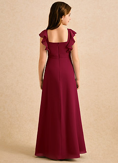 Azazie Soso Girls Formal Robe Demoiselle D'honneur Fillette Robe Trapèze en Mousseline de soie Plissée Bourgogne image2