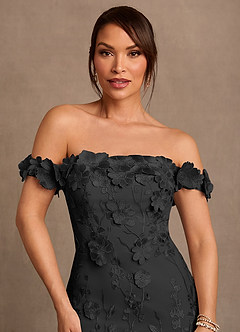 Azazie Lotta vestidos de madre de la novia Vestido de Negro de Encaje de Corte Sirena con Vestidos sin tirantes image5