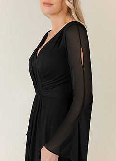 Azazie Teraso Mother of the Bride Dresses Black A-Line Pleated Mesh Dress image5
